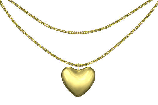 Golden pendant heart