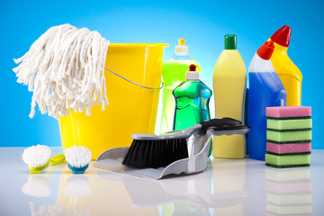 Group of assorted cleaning 