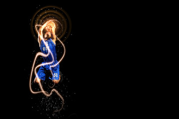 Basketball player with a ball