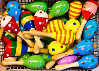 colorful maracas in a shop