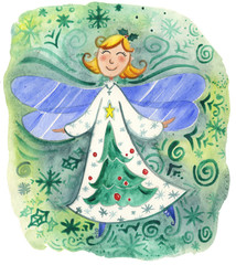 Cute Christmas Elf watercolor