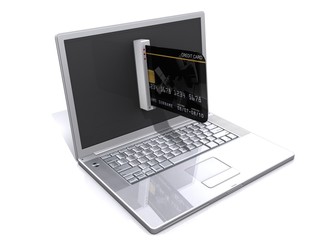 laptop and credit card, E-commerce concept