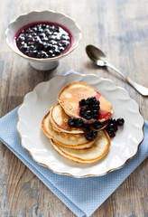 Pancakes with black currant jam