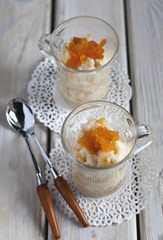 Rice pudding with apricots