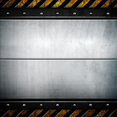 metal template with warning stripes