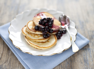 Pancakes with black currant jam