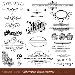 vector set: calligraphic elements and page decoration - obrazy, fototapety, plakaty