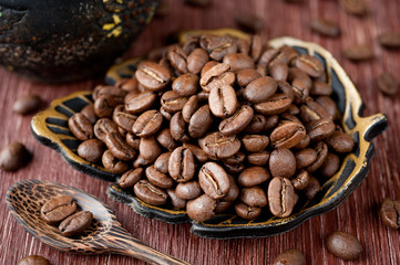 Coffee beans on a plate