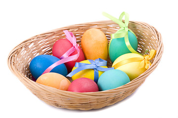 Easter eggs in a wicker basket