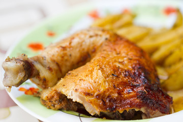Chicken leg with potatos