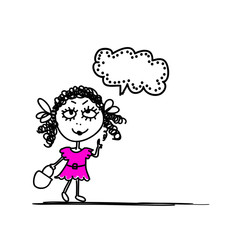 Funny girl sketch for your design