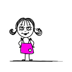 Funny girl sketch for your design