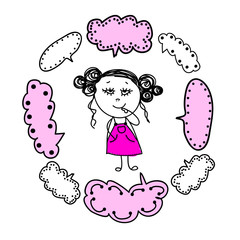 Funny girl sketch for your design