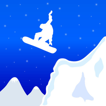 skiing and snowboard in winter vector illustration