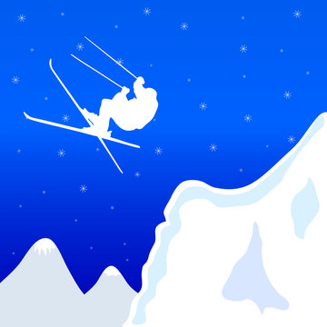 skiing in winter vector illustration