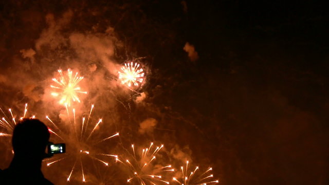 Firework exploding in the sky.