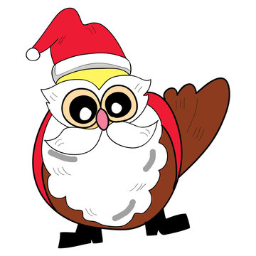 owl santa claus cartoon christmas
