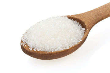 Fototapeta na wymiar granulated sugar in spoon on white