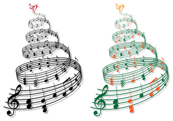 tree with music notes, vector