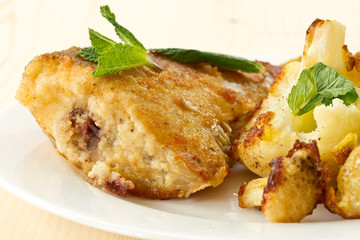 fried fish with cauliflower