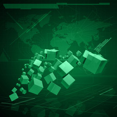 3D button or icon on virtual digital environment Background