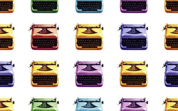 Vintage Typewriter Multiplied on a Seamless Tile