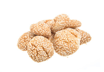 Heap of delicious  cookies isolated on white background