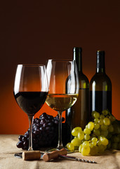 Bottle and glass of red wine