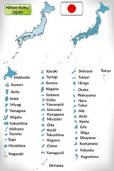 Übersichtskarte von Japan mit Grenzen und Flagge