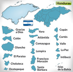 Übersichtskarte von Honduras mit Grenzen und Flagge