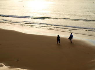 walking on the beach