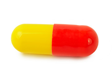 Single  red-yellow medical pills