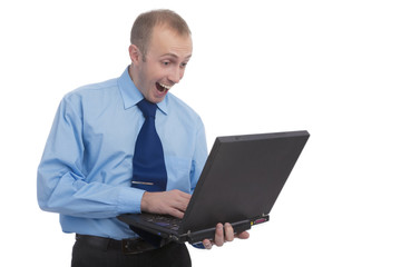 surprised man with laptop