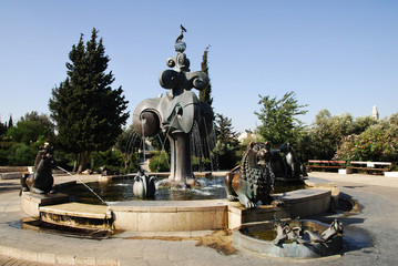Fototapeta na wymiar The lions fountain in Jerusalem