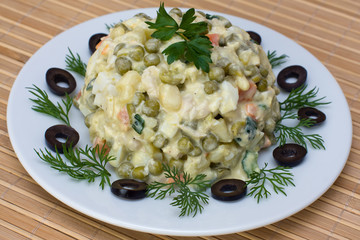 Russian traditional salad olivier