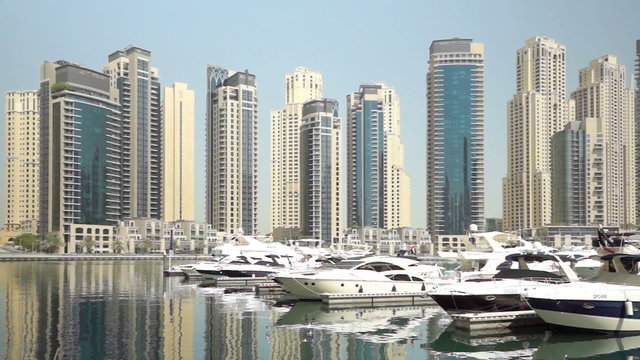 Dubai marina yacht still