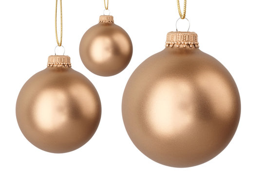 gold Christmas balls isolated on white