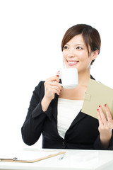 Beautiful businesswoman on white background. Portrait of asian.