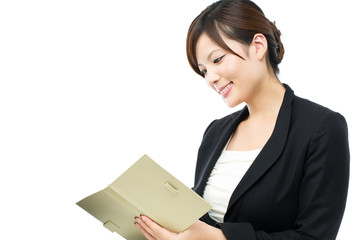 Obraz premium Beautiful businesswoman on white background. Portrait of asian.