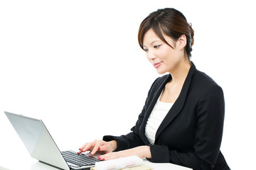 Beautiful businesswoman on white background. Portrait of asian.