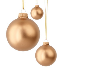gold Christmas balls isolated on white