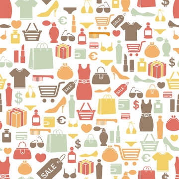 seamless pattern with shopping icons