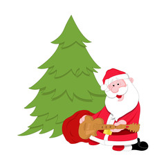 Santa and Christmas Tree Vector