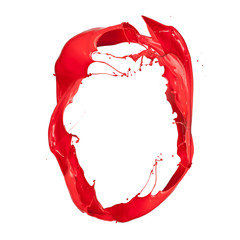 Red paint splash number "O" isolated on white background