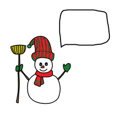 cartoon snowman hand drawn