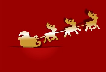 goldener Rentierschlitten als Banner