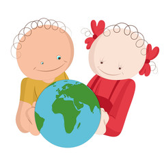 Kids Exploring Globe