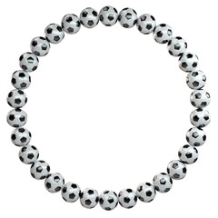 Football circle made of soccer balls isolated on white