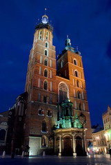 Fototapeta na wymiar Church of St Mary (Kosciol Mariacki) in Krakow, Poland