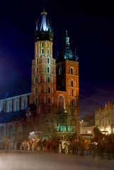 Fototapeta na wymiar Church of St Mary (Kosciol Mariacki) in Krakow, Poland